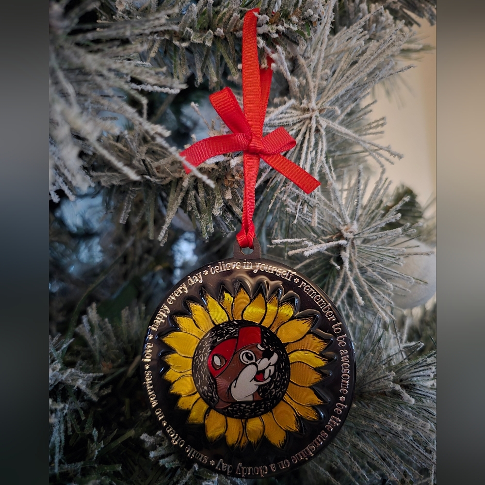Buc-ee’s Christmas Ornament Beaver Sunflower Mantra NEW Bucees